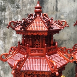 Đèn thờ tháp mái chùa hai tầng bằng gỗ hương cao 61 cm  3