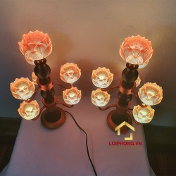 Đèn thờ hoa sen 7 bông bằng lưu ly cao cấp cao 48 cm 4