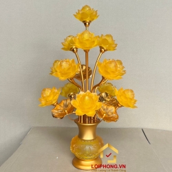 Đèn thờ hoa sen 13 bông nở rộ cao 65 cm 3