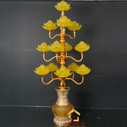 Đèn thờ hoa sen 13 bông bằng lưu ly cao cấp cao 123 cm 8