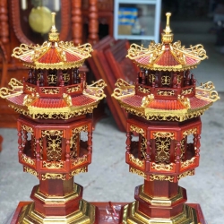 Đèn thờ hình tháp mái chùa bằng gỗ hương cao 61 cm đẳng cấp 2