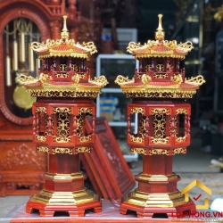 Đèn thờ hình tháp mái chùa bằng gỗ hương cao 61 cm đẳng cấp 3