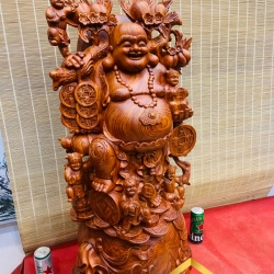 Tượng Phật Di Lặc ngũ phúc gánh đào kích thước 100x46x42 cm 4
