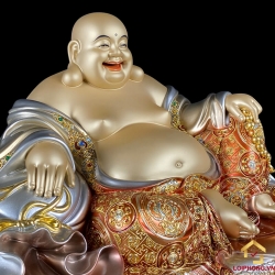 Tượng Phật Di Lặc bằng đồng kích thước 40x24x23 cm  4