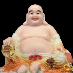 Tượng Phật Di Lặc bằng bột đá đẹp kích thước 48x48x36 cm 5