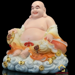 Tượng Phật Di Lặc bằng bột đá đẹp kích thước 48x48x36 cm 3