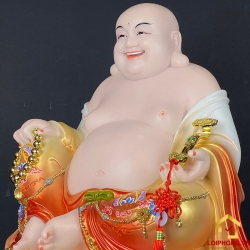 Tượng Phật Di Lặc bằng bột đá màu đỏ trắngkích thước 60x45x45 cm 5