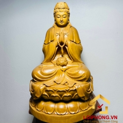 Tượng Phật Quan Âm tọa đài sen kích thước 50x31x31 cm