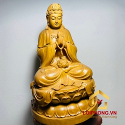 Tượng Phật Quan Âm tọa đài sen kích thước 50x31x31 cm 2