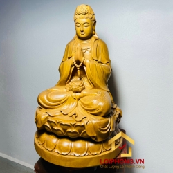 Tượng Phật Quan Âm tọa đài sen kích thước 50x31x31 cm 3