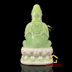Tượng Phật Quan Âm bằng bột đá xanh trắng viền vàng cao 30-65 cm 1
