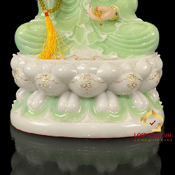 Tượng Phật Quan Âm bằng bột đá xanh trắng viền vàng cao 30-65 cm 4