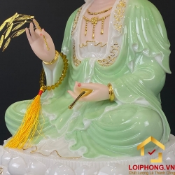 Tượng Phật Quan Âm bằng bột đá xanh trắng viền vàng cao 30-65 cm 5