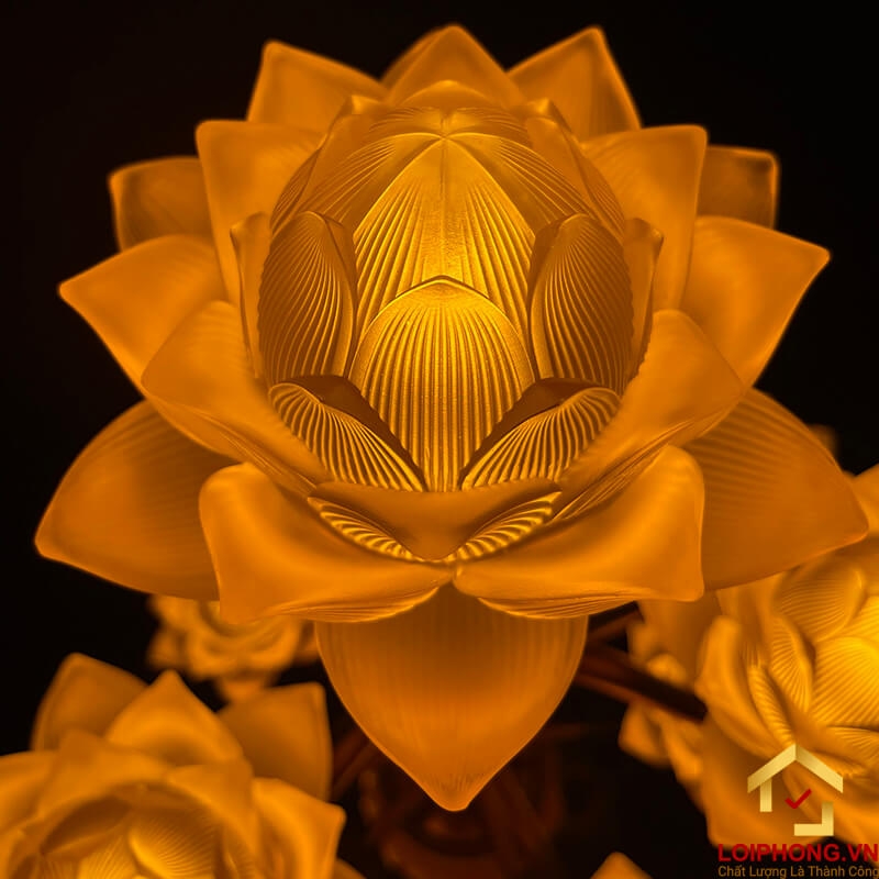 Đèn thờ hoa sen 13 bông bằng lưu ly cao cấp cao 123 cm 2