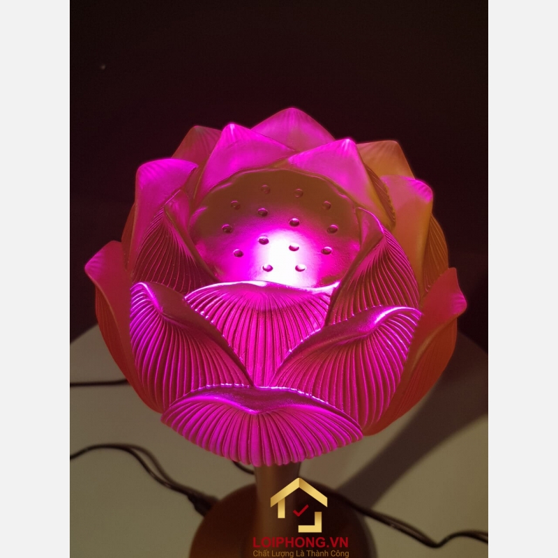 Đèn thờ hoa sen chớm nở bằng lưu ly cao cấp 4