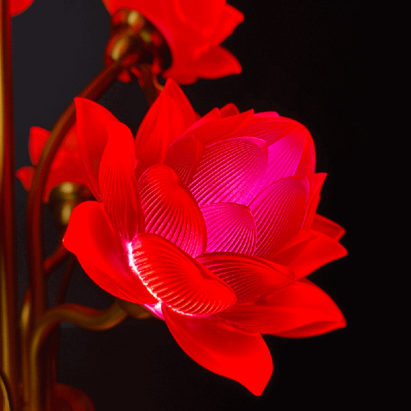 Đèn thờ hoa sen 7 bông nở rộ cao 50 cm 4