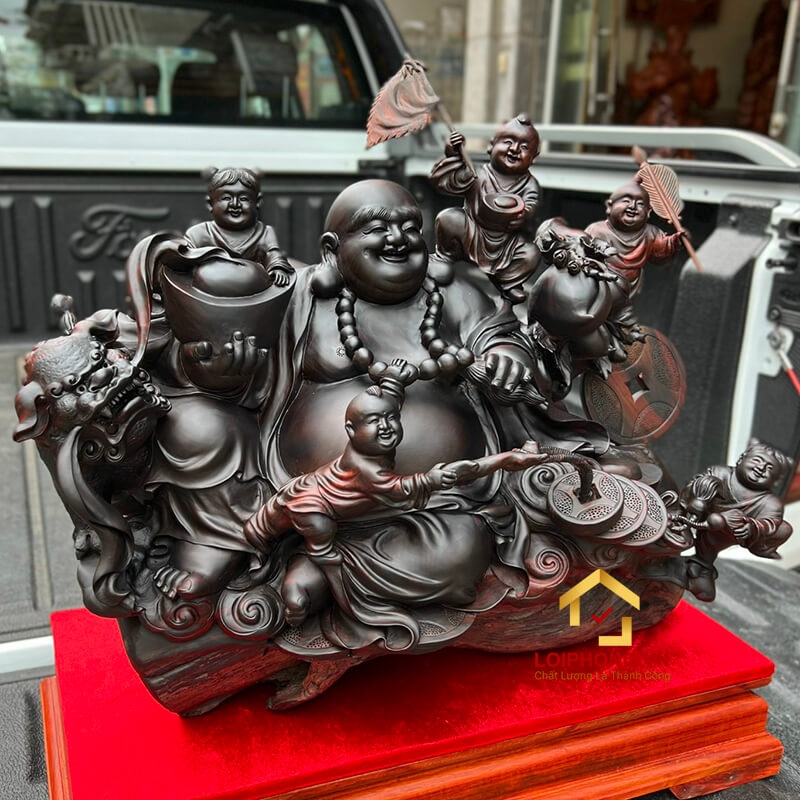 Tượng Phật Di Lặc ngũ phúc kích thước 62x60x40 cm  4