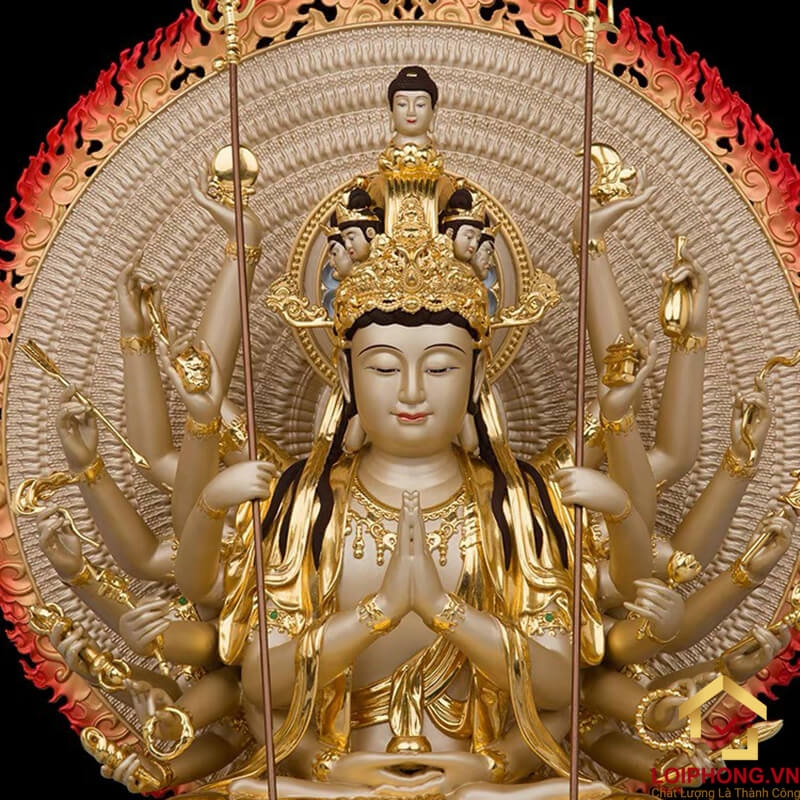Tượng Phật Thiên Thủ Thiên Nhãn bằng đồng dát vàng cao 30cm, 40 cm, 48 cm 3